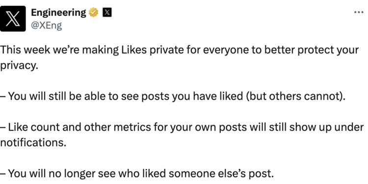 X Users Rect to 'Likes' Now Being Hidden